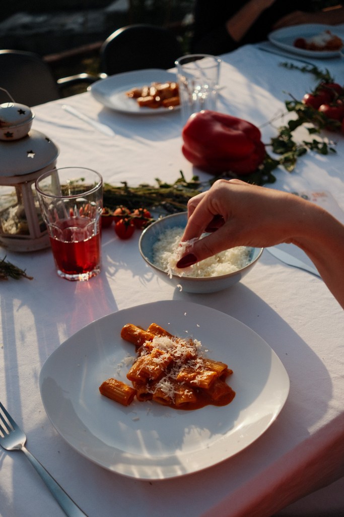 Sprinkling salt on dinner plate